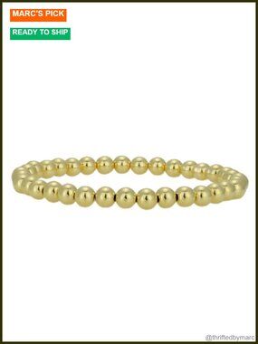 14k Gold Filled Beaded Bracelet 5mm Stretch Stackable Waterproof